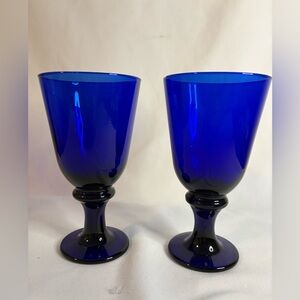 2- Libbey, cobalt blue tapered water glasses / goblet